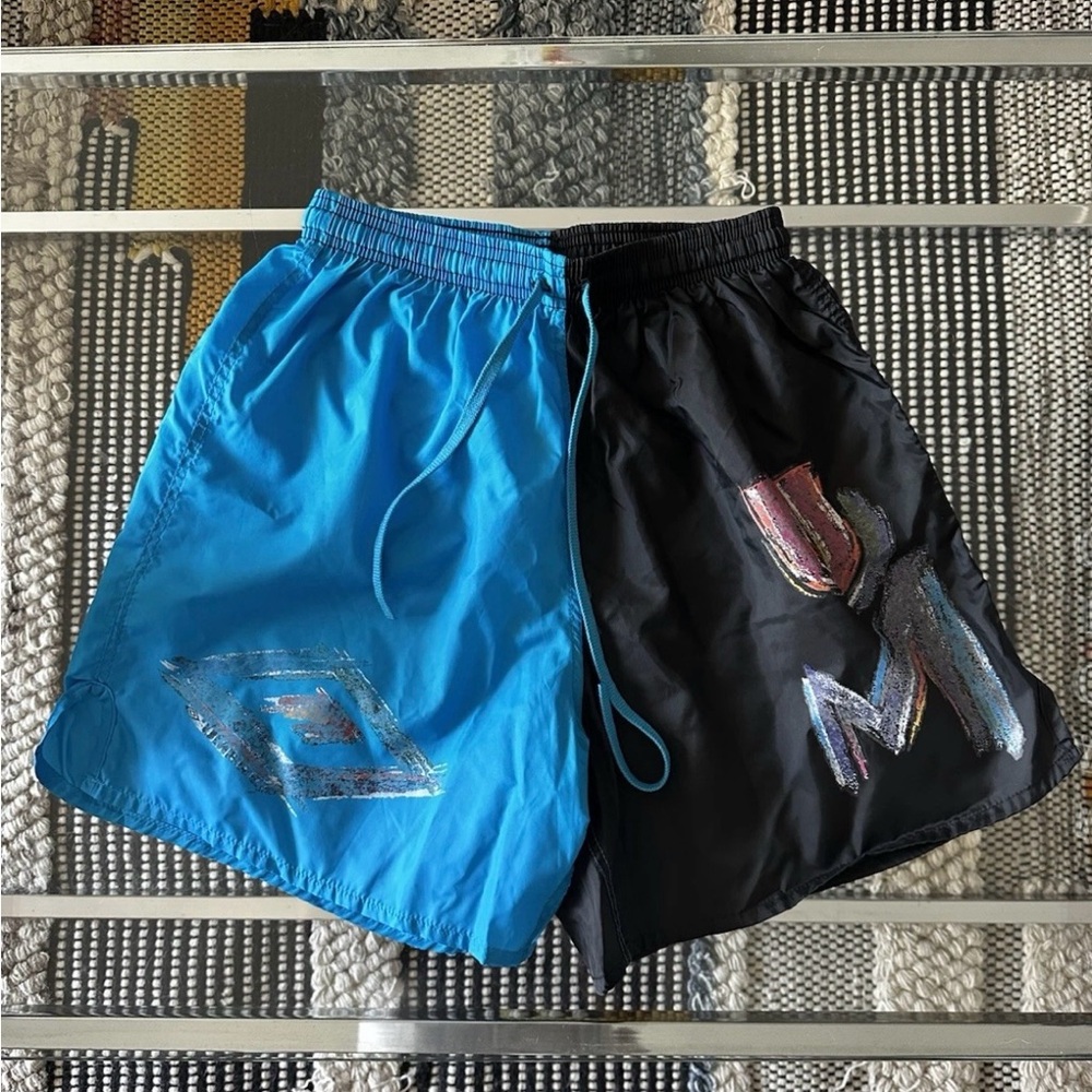 Umbro Aqua and Black Athletic Shorts